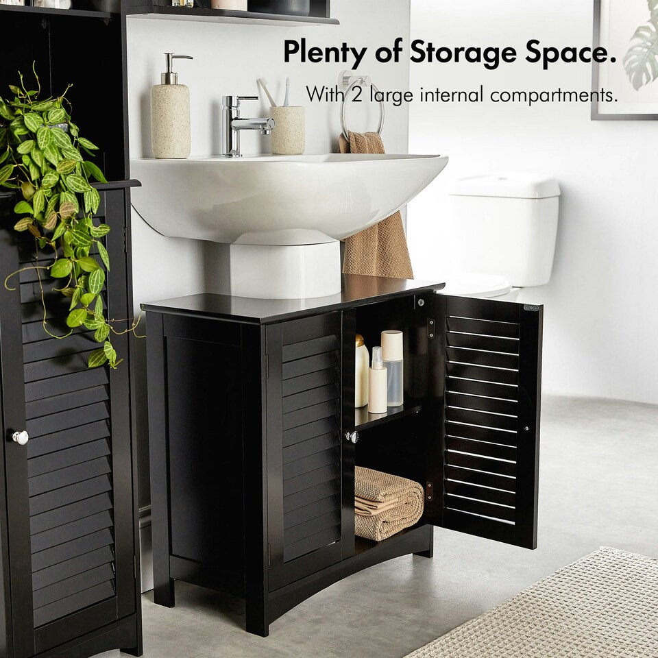 image 1 of VonHaus Shrewsbury Black Under Sink Bathroom Cabinet