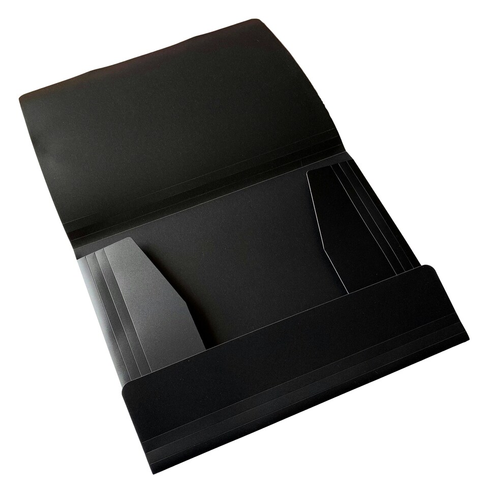 image 1 of Janrax A4 Black 3 Flap Folder with Elasticated Closure