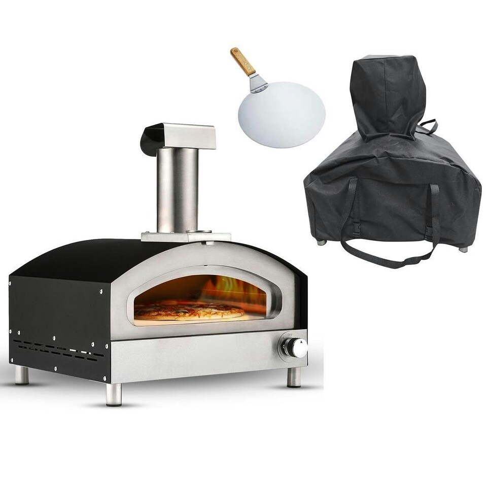 image 1 of Haven Gas Powered 13" Pizza Oven w/ Pizza Stone Base & Pizza Paddle Black/Silver