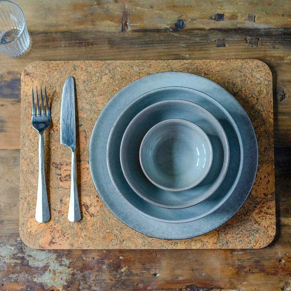 image 1 of Cooks Professional Nordic Stoneware 20cm Pasta Bowls | Set of 4 | Reactive Glaze | Grey
