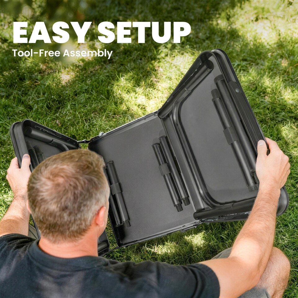 image 1 of Outsunny 3ft Folding Camping Table, Picnic Table with Storage Layer | Black | Black | 90 x 40 x 70 cm