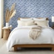 image 2 of Folksy Floral Wallpaper in Blue on White Blue