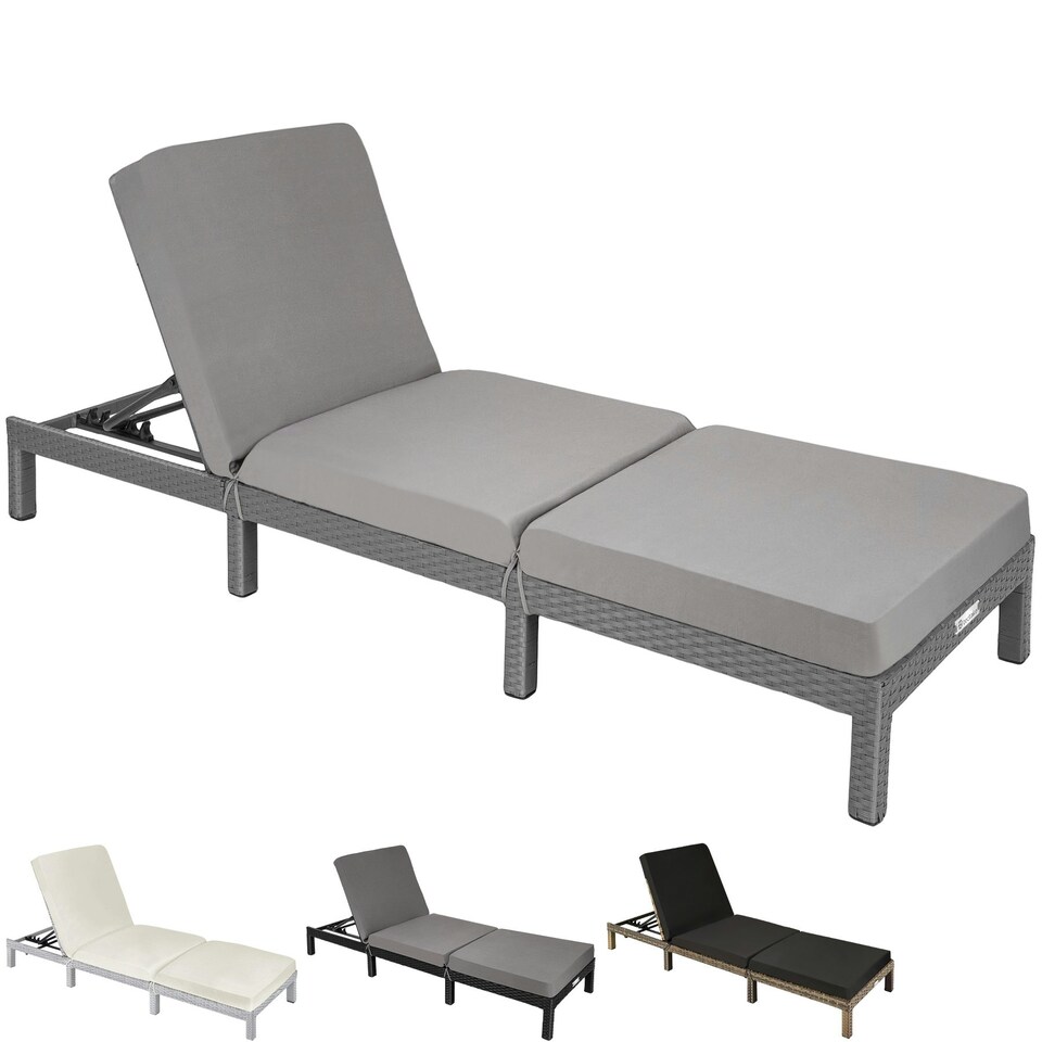 image 1 of Sun Lounger Sofia - 6-step adjustable backrest, thick padding, UV-resistant Grey | Light Grey
