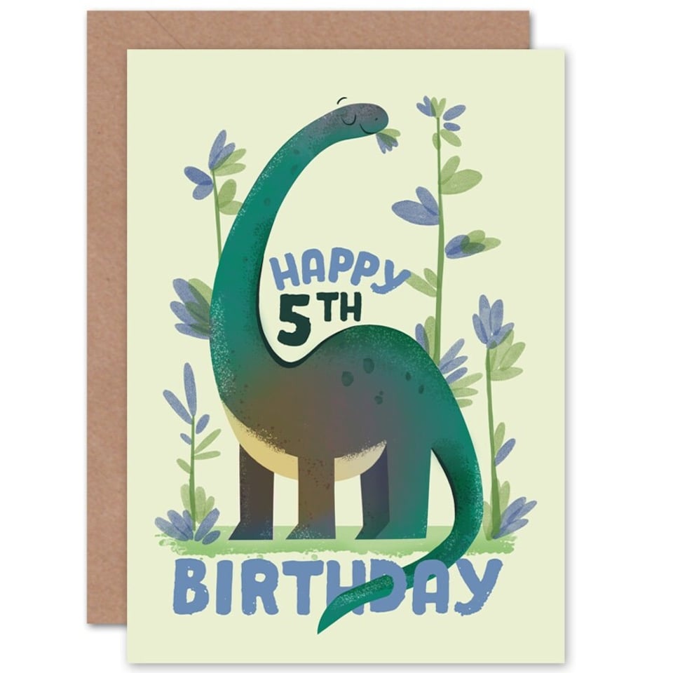 image 1 of Dinosaur Apatosaurus 5 Year Old Child Kids 5th Birthday Card