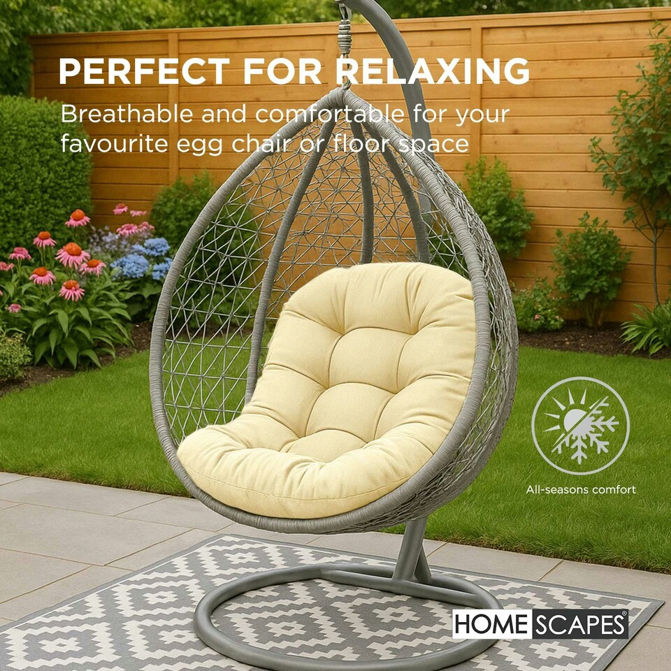 image 1 of Homescapes Cream Round Egg Chair Swing Cushion