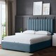 image 5 of Evangeline Divan Bed with Upholstered Headboard - Blue - Small Double / 4ft