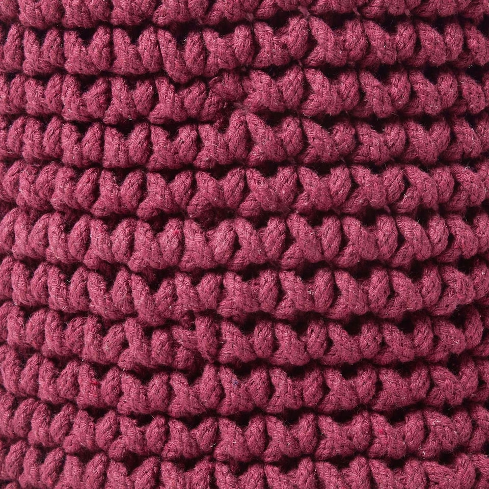 image 1 of Homescapes Plum Cotton Knitted Round Storage Basket - 37 x 21cm Purple | M