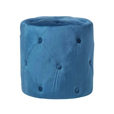 Homescapes Windsor Velvet Footstool, Navy