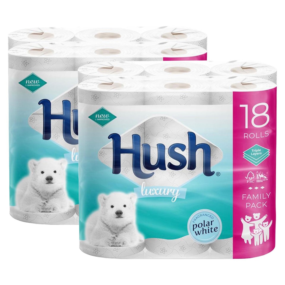 image 1 of Hush Luxury White 3 Ply Scented Core Bathroom Tissues, 36 Rolls