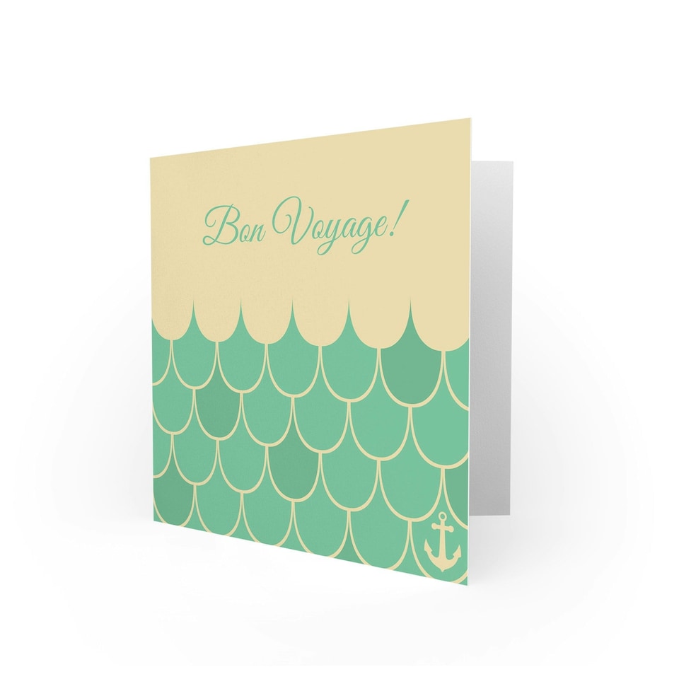 image 1 of Bon Voyage Abstract Ocean Waves Sailor Goodbye Card