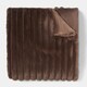 image 4 of OHS Faux Fur Ribbed Fleece Throw Over Bed Blanket Winter Warm Supersoft - 125 x 150cm | Brown | Chocolate