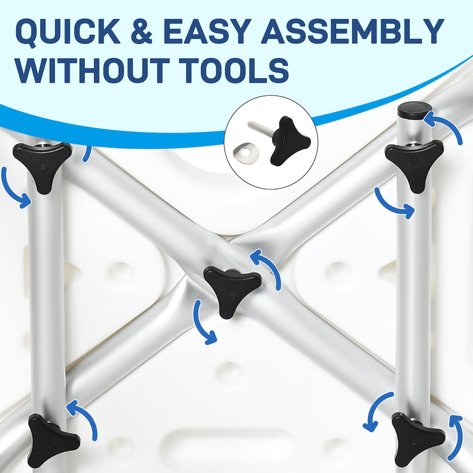 image 1 of HOMCOM Shower Chair for the Elderly and Disabled, Height Adjustable Shower Stool with Back and Flipped Padded Arms, Suction Foot Pads, White