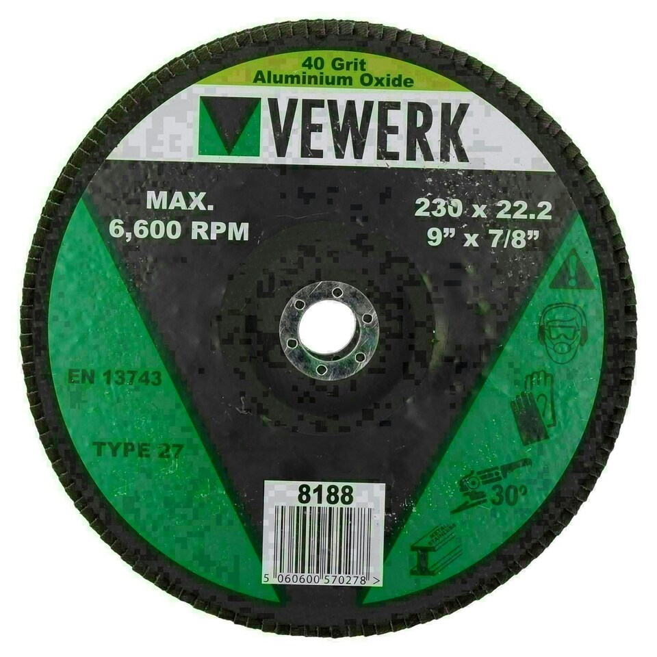 image 1 of 40 Grit Flap Discs Sanding Grinding Rust removing for 9" (230mm) Grinders 2 Pack