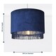 image 6 of Set of 2 Navy Velvet With Chrome Inner Tassled Light Shades | Blue | Chrome | Large | 2