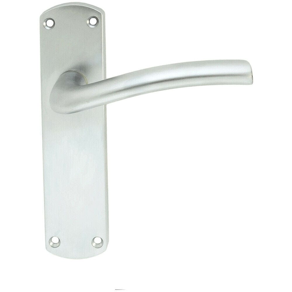 Loops PAIR Rounded Curved Bar Handle on Latch Backplate 170 x 42mm Satin Chrome