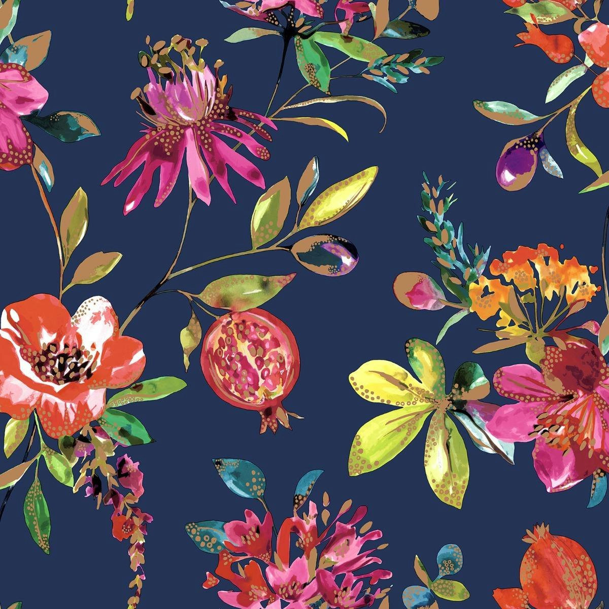 Holden Décor Melgrano Floral Wallpaper - Navy - 10m x 53cm