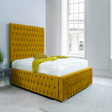 Orella Plush Single Bed Frame - Mustard Gold