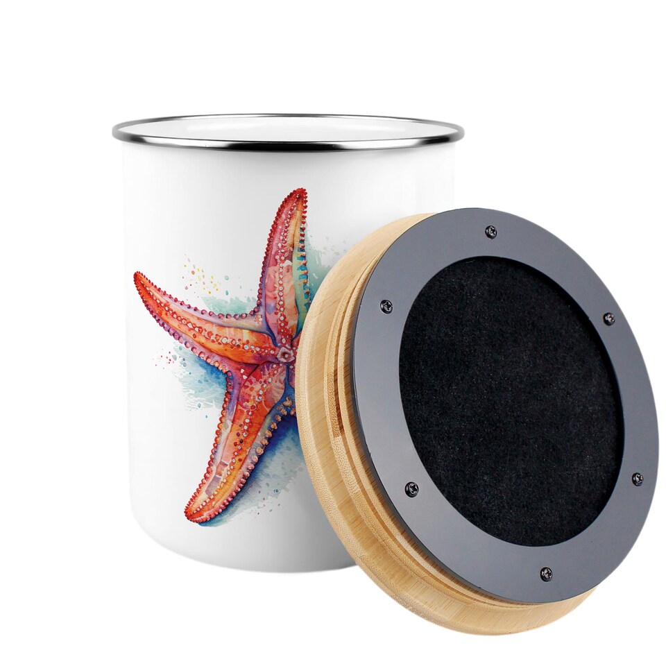 image 1 of Vibrant Starfish Food Waste Caddy - Metal 2L Decorative Kitchen Compost Bin