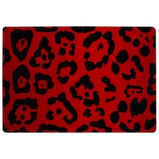 Red Leopard Print Rug | Multi