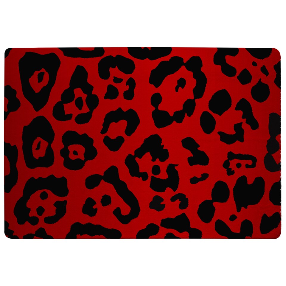 image 1 of Red Leopard Print Rug | Multi