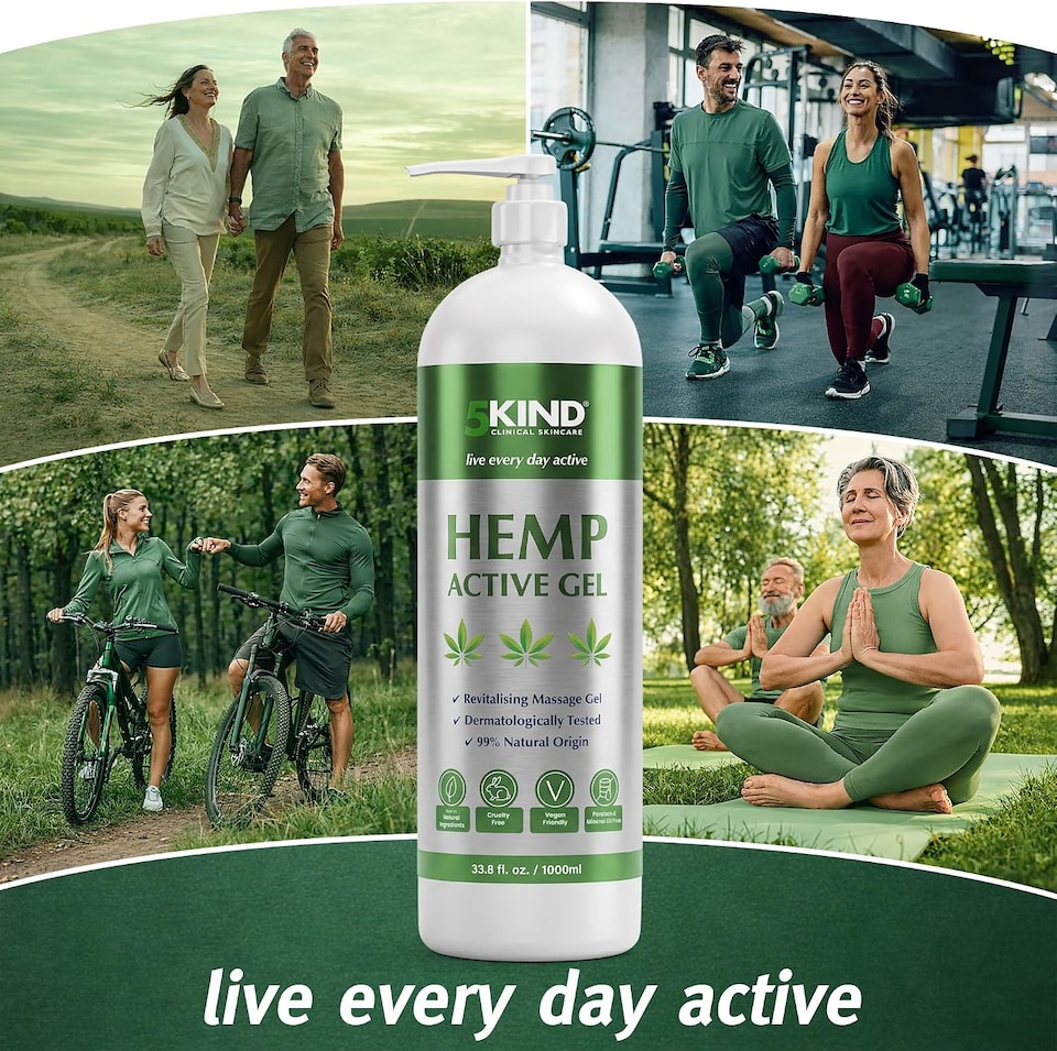 image 1 of 5Kind Hemp Active Gel 1L - Hemp Gel for Refreshing Massage