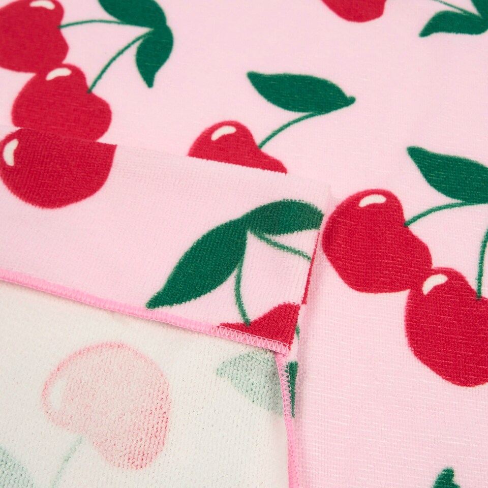 image 1 of OHS Cherry Print Microfibre Quick Dry Spa Bath Beach Chair Cover Towel Bag Pink