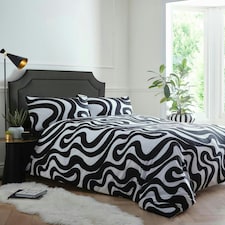 Retro Waves Duvet Cover Set - Super King - Black Black | Super King
