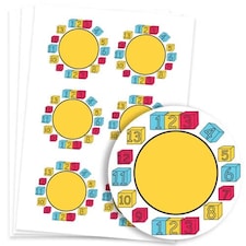 Numbers Design Round Stickers 88mm - Sheet of 6
