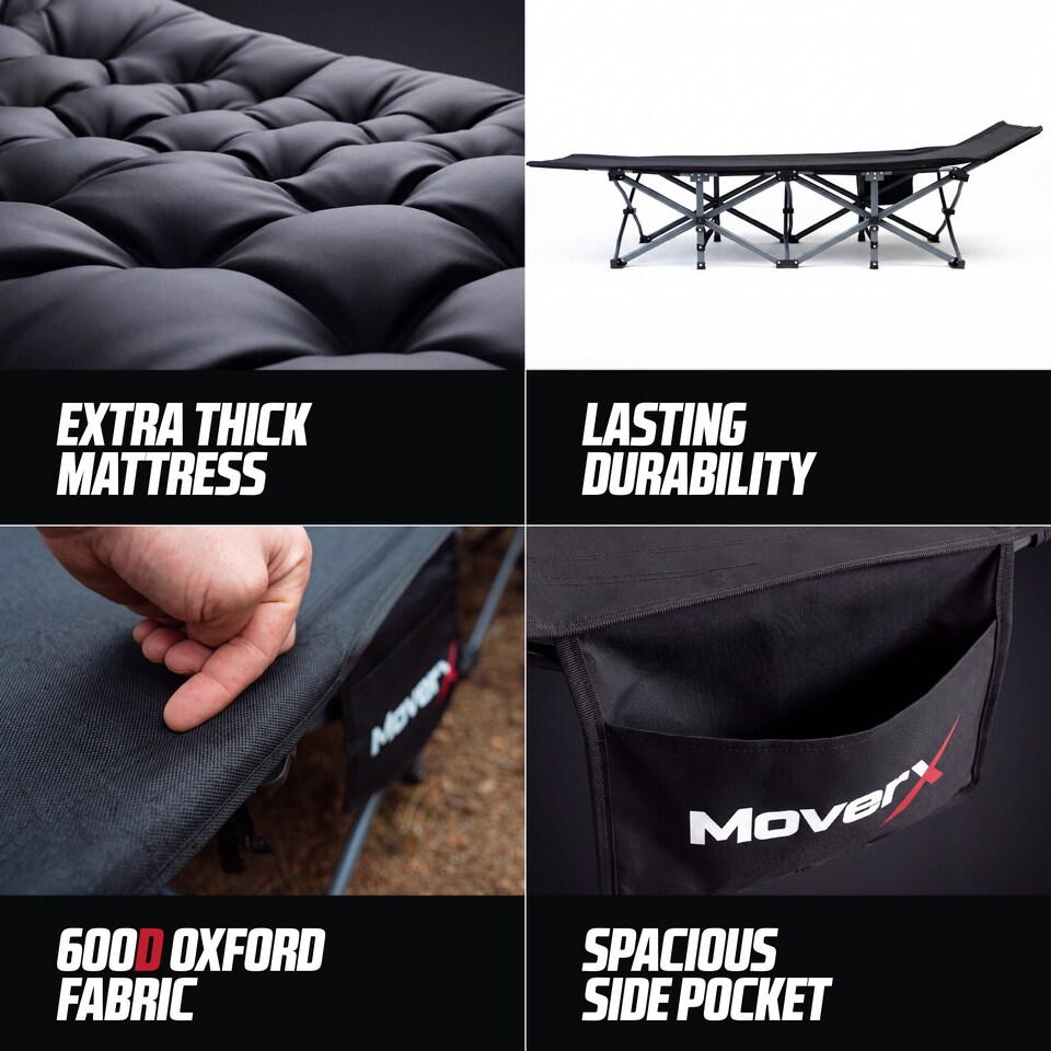 image 1 of MoverX Folding Camping Bed Single with Thick Mattress, 160kg