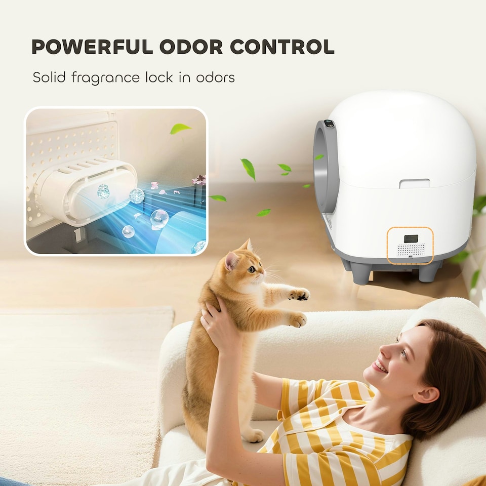 image 1 of PawHut 80L Self Cleaning Cat Litter Tray with APP Control Safety Protection