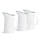 image 1 of Nicola Spring 3x Farmhouse Water Jugs - 1L - White Porcelain Rustic Cottage Pitcher Rolled Rims Comfort Handle & Tapered Spout
