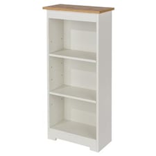 Colorado Low Narrow Bookcase - MDF/MDP - 44 x 21.5 x 100 cm - Soft White/Oak | White