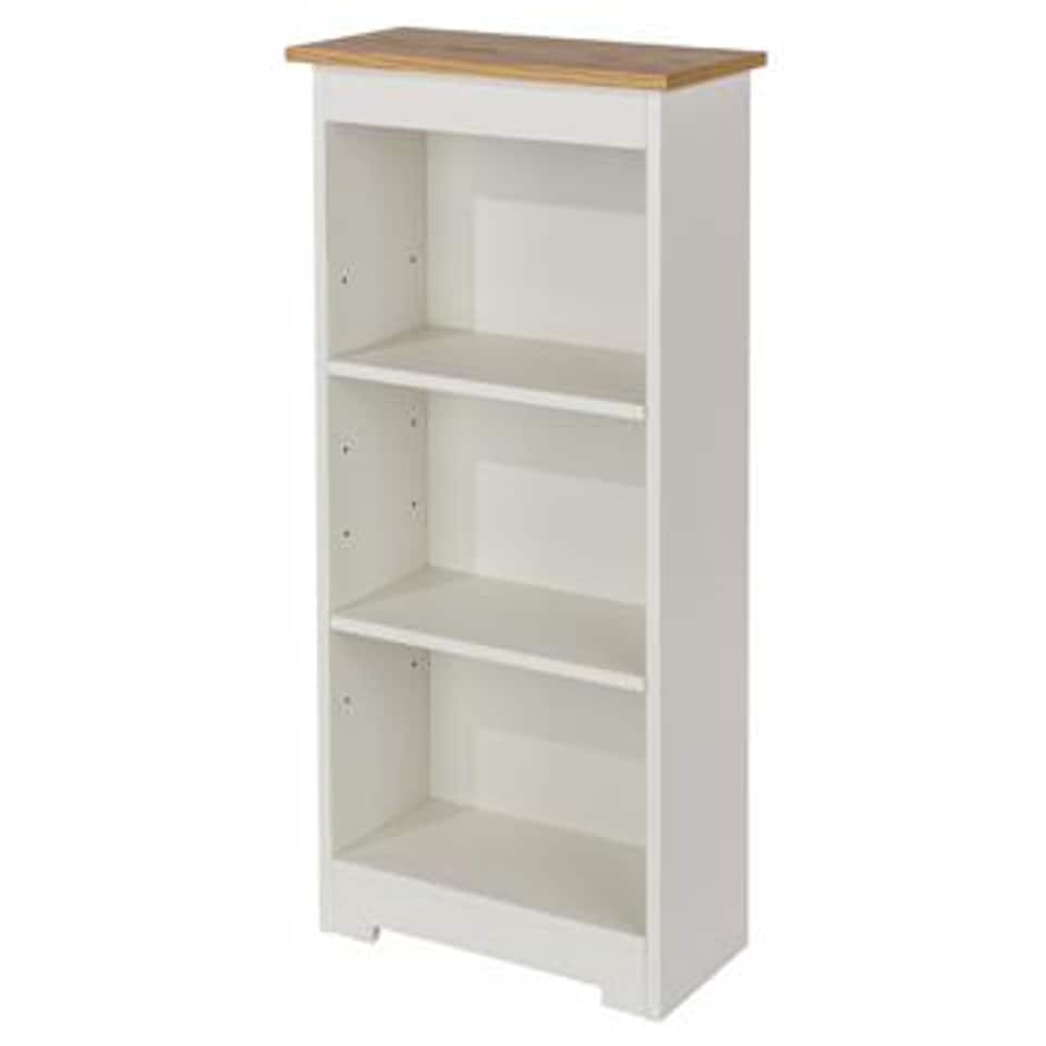 image 1 of Colorado Low Narrow Bookcase - MDF/MDP - 44 x 21.5 x 100 cm - Soft White/Oak | White