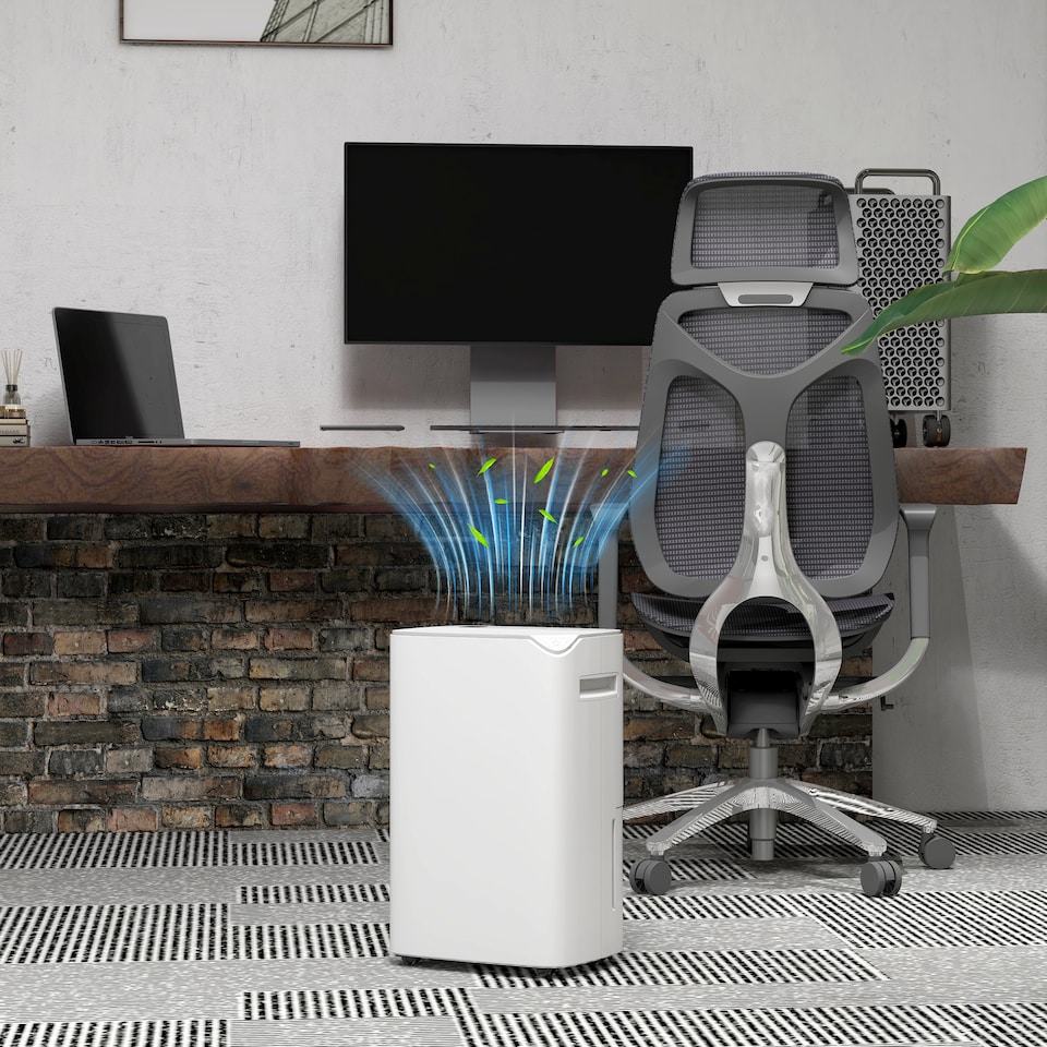 image 1 of HOMCOM 20LDay Dehumidifier with Continuous Drainage, 2.5L Water Tank, 24H Timer, Digital Humidity Display, Dehumidifier for Home Damp, Bedroom, Condensation, Mould, Laundry Drying