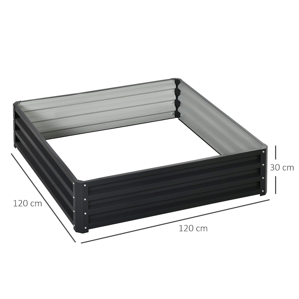 image 1 of Outsunny Raised Garden Bed Metal Patio Backyard Flower Vegetable Planter Green