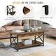 image 8 of COSTWAY 2-Tier Industrial Coffee Table with Storage Shelf | Brown