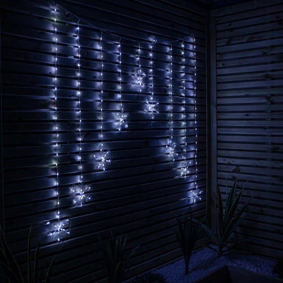 image 1 of 1.2m x 1.2m FlexiBrights Christmas Snowflake Curtain Lights with 267 White LEDs