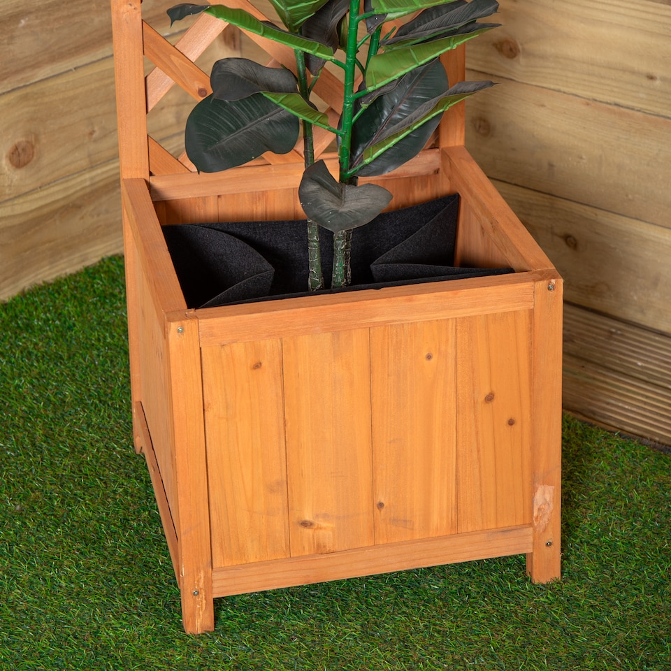 image 1 of 1.6m Samuel Alexander Natural Wooden Freestanding Garden Trellis with Raised Bed Planter
