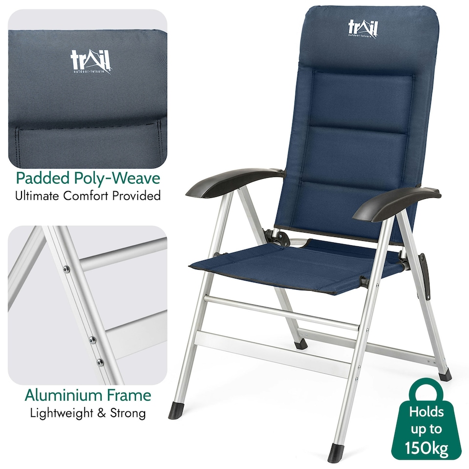 image 1 of Reclining Camping Chair - Blue
