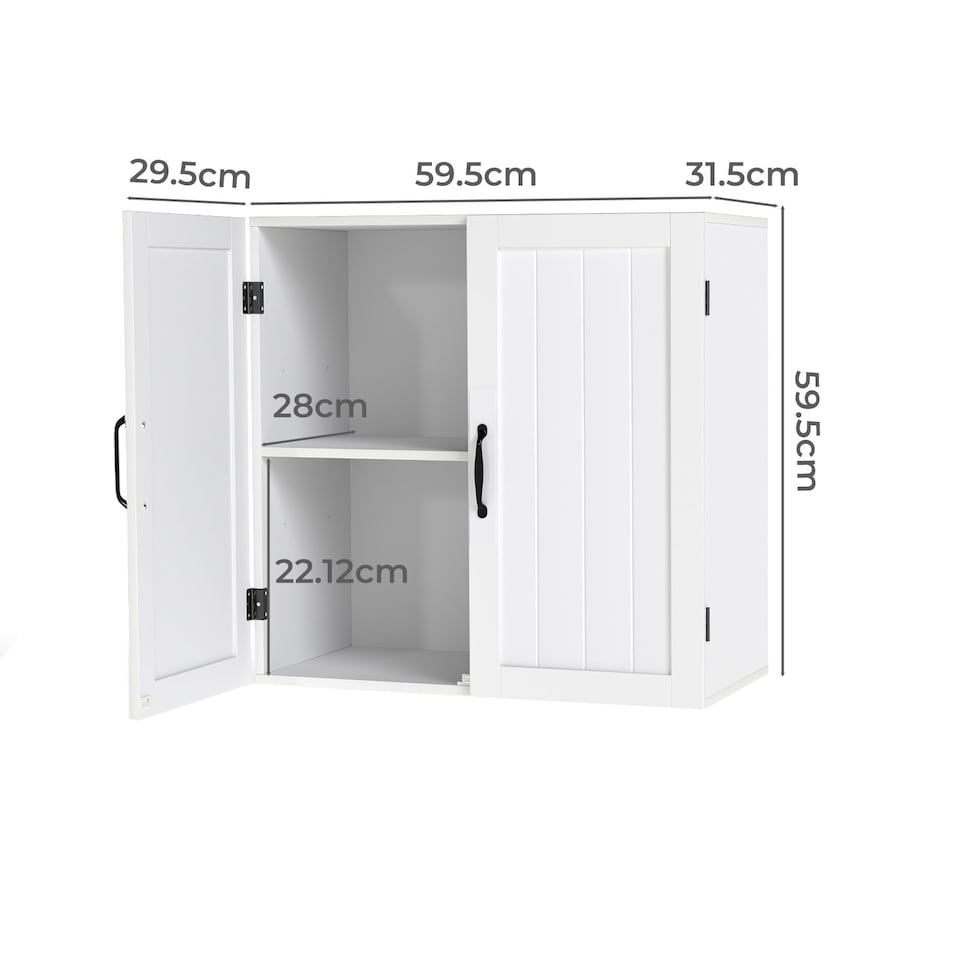 image 1 of Levede Wall Cabinet Hanging Kitchen Cupboard Bathroom Storage Organiser White