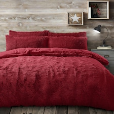 Velosso Alaska Shaggy Faux Fur Fluffy and Warm Fleece Duvet Cover Set Red | Red | Double