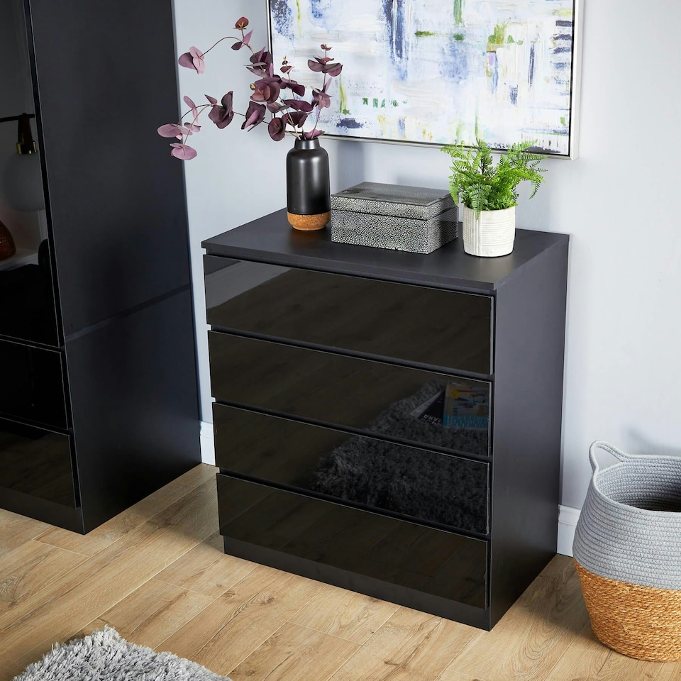 image 1 of Chest Of Drawers Spacious Bedroom Furniture Storage Unit Modern Organiser Black | 6 Drawers