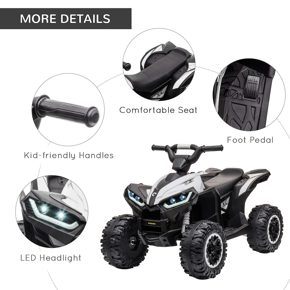 image 1 of HOMCOM 12V Electric Quad Bikes for Kids Ride On Car ATV Toy for 3-5 Years White