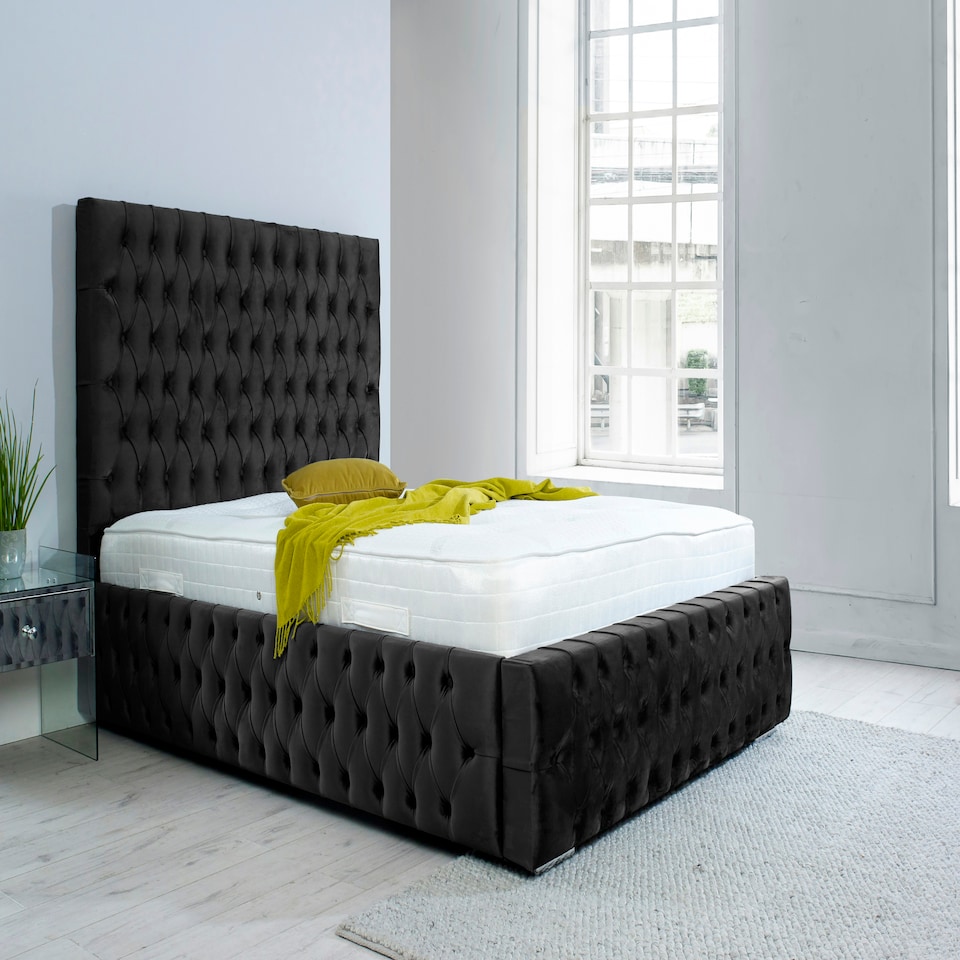 Orella Plush Small Double Bed Frame - Black