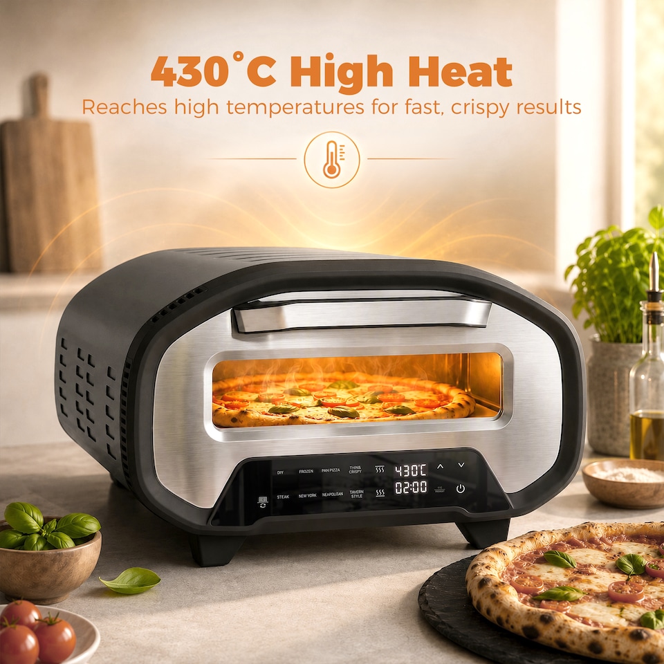 image 1 of HOMCOM Pizza Oven Indoor, 12 Inch Electric Countertop Pizza Maker, 2200W
