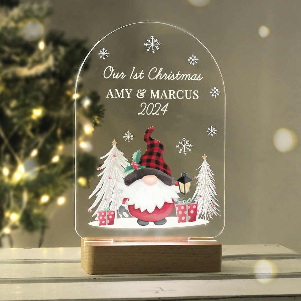 image 1 of Personalised Gonk Wooden Based LED Christmas Light