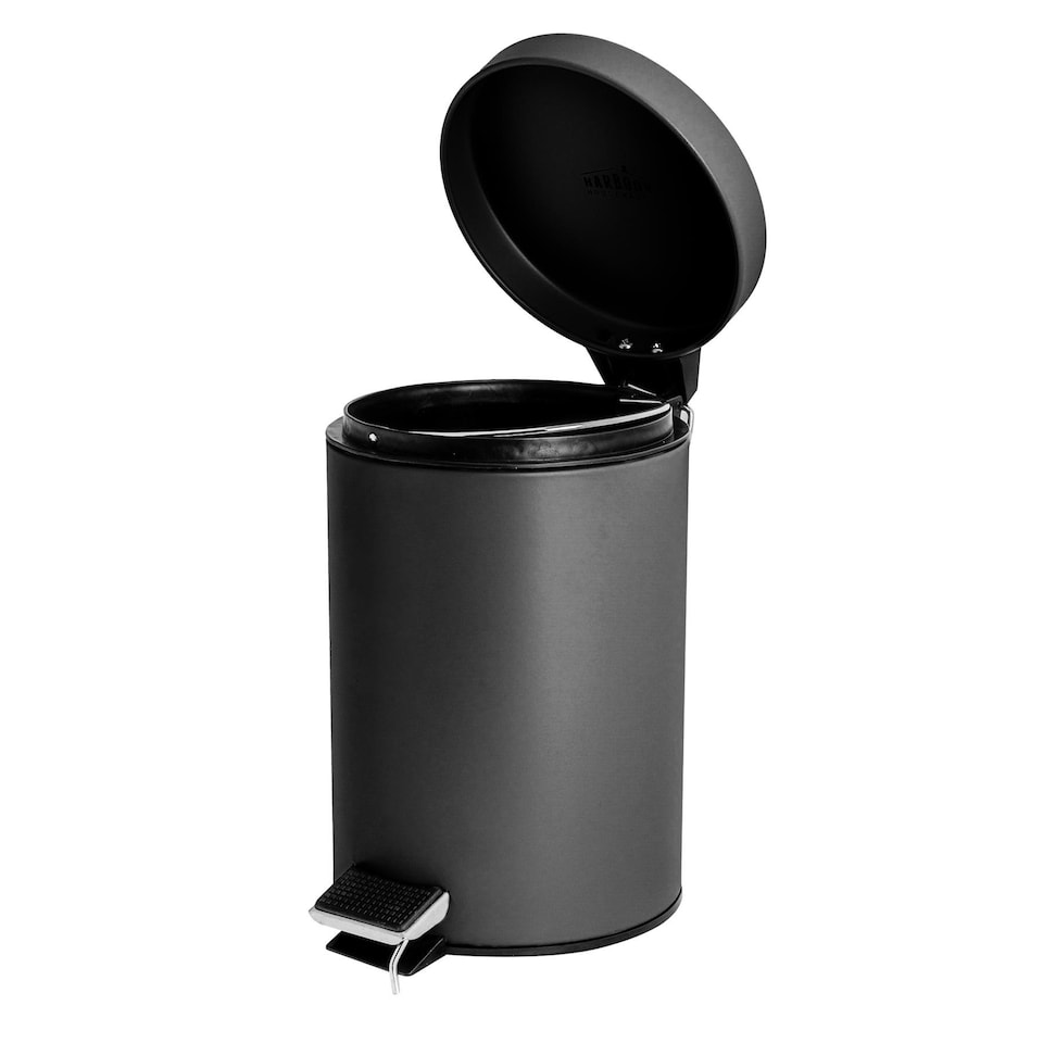 image 1 of Harbour Housewares Round Toilet Brush & Bin Set - Matt Black Black