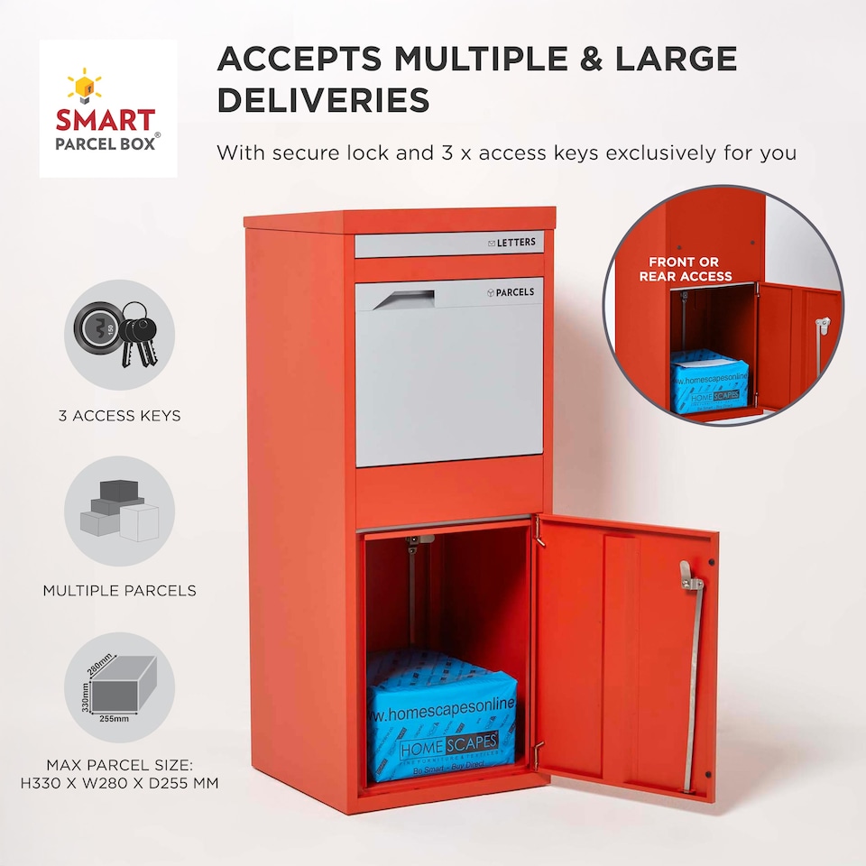 image 1 of SMART PARCEL BOX® Large Front & Rear Access | Red | 1