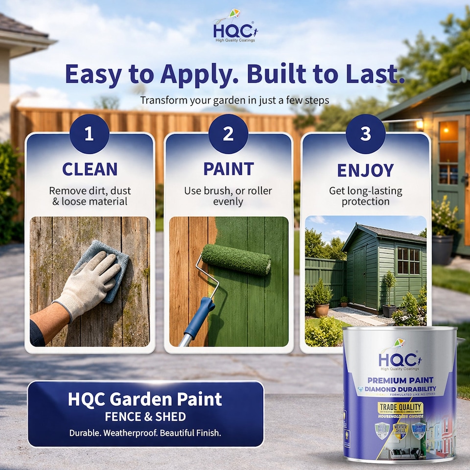 image 1 of HQC Shed & Fence Paint - Best Weatherproof Wood Protection - Sage Green - 5L