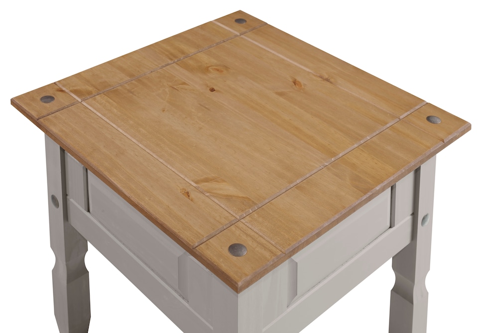 image 1 of Mercers Furniture Corona Grey Wax Lamp Table Small Coffee Side Unit Solid Wood Pine Wooden Living Room with Mexican Styling